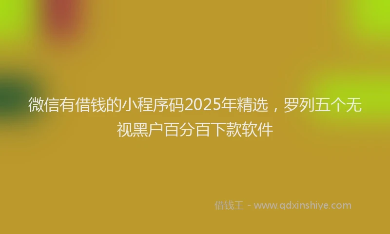 微信有借钱的小程序码2025年精选，罗列五个无视黑户百分百下款软件