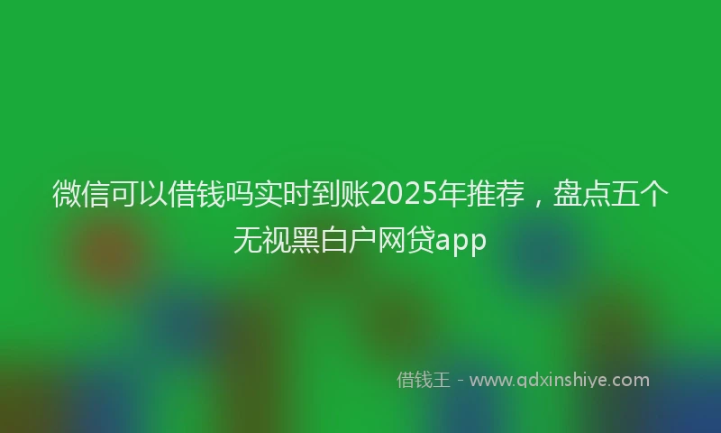 微信可以借钱吗实时到账2025年推荐，盘点五个无视黑白户网贷app