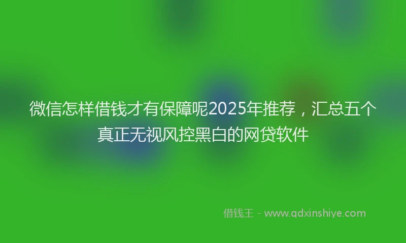微信怎样借钱才有保障呢2025年推荐，汇总五个真正无视风控黑白的网贷软件
