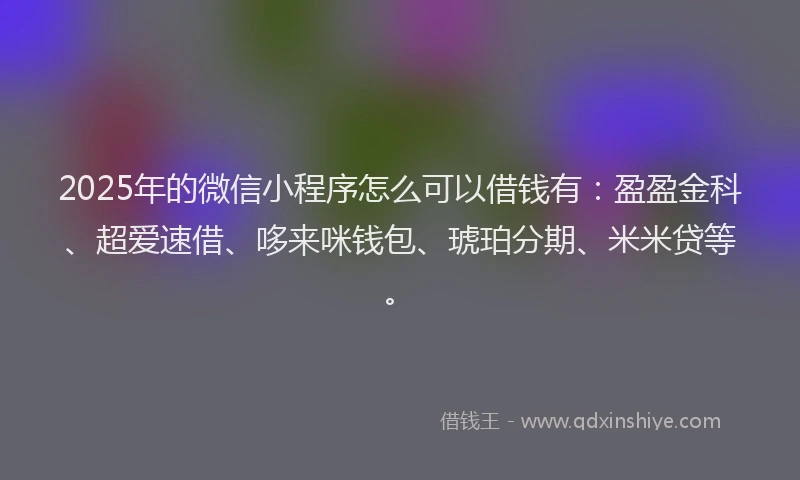 2025年的微信小程序怎么可以借钱有：盈盈金科、超爱速借、哆来咪钱包、琥珀分期、米米贷等。