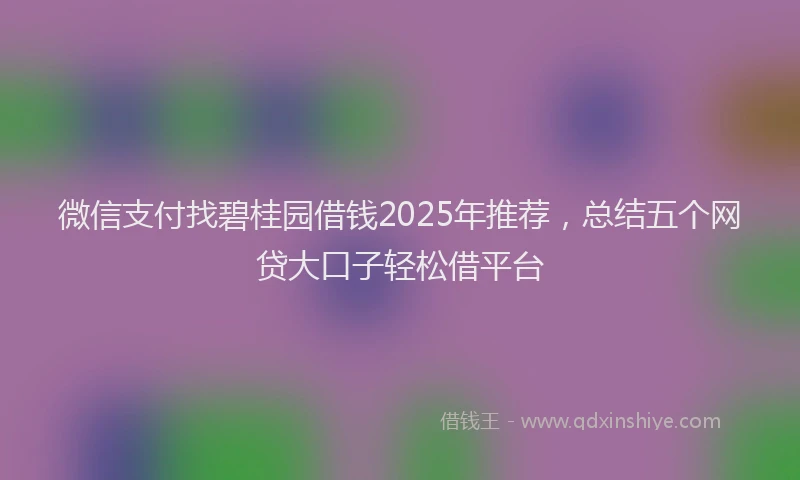 微信支付找碧桂园借钱2025年推荐，总结五个网贷大口子轻松借平台