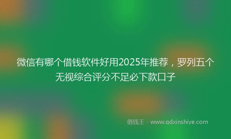 微信有哪个借钱软件好用2025年推荐，罗列五个无视综合评分不足必下款口子