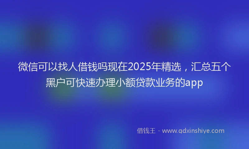 微信可以找人借钱吗现在2025年精选，汇总五个黑户可快速办理小额贷款业务的app