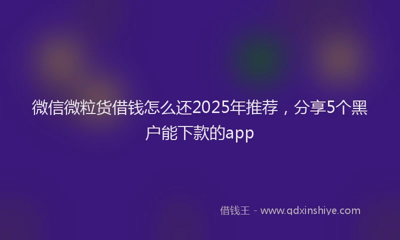 微信微粒货借钱怎么还2025年推荐，分享5个黑户能下款的app