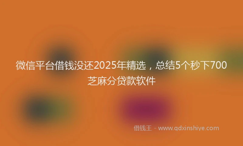 微信平台借钱没还2025年精选，总结5个秒下700芝麻分贷款软件