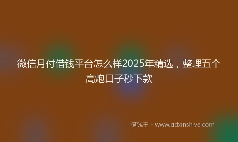 微信月付借钱平台怎么样2025年精选，整理五个高炮口子秒下款