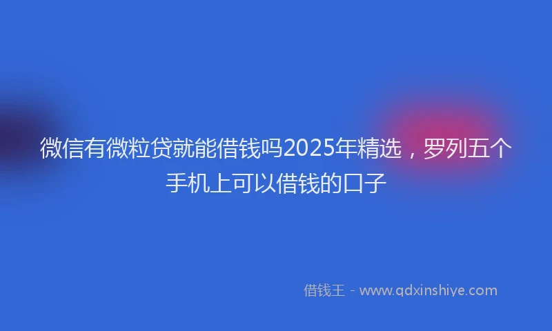 微信有微粒贷就能借钱吗2025年精选，罗列五个手机上可以借钱的口子
