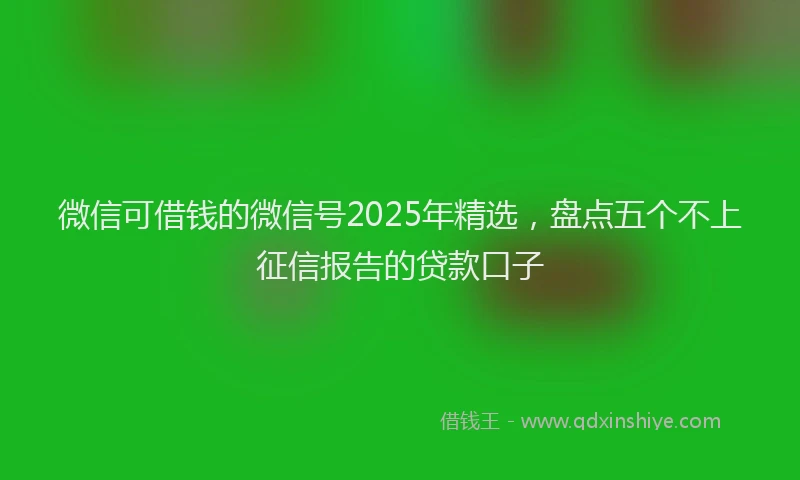 微信可借钱的微信号2025年精选，盘点五个不上征信报告的贷款口子
