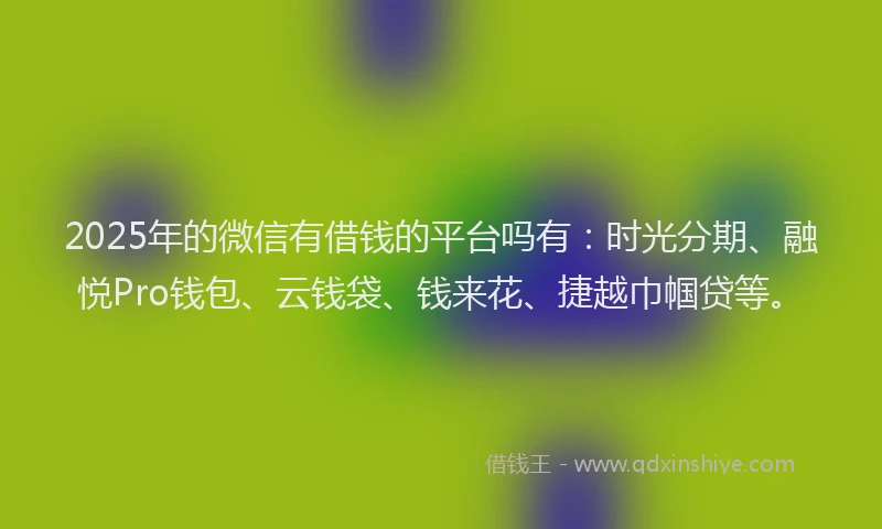 2025年的微信有借钱的平台吗有：时光分期、融悦Pro钱包、云钱袋、钱来花、捷越巾帼贷等。