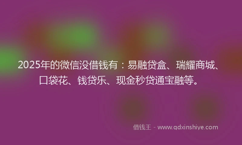 2025年的微信没借钱有：易融贷盒、瑞耀商城、口袋花、钱贷乐、现金秒贷通宝融等。