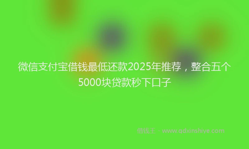 微信支付宝借钱最低还款2025年推荐，整合五个5000块贷款秒下口子