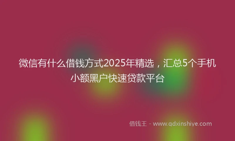 微信有什么借钱方式2025年精选，汇总5个手机小额黑户快速贷款平台