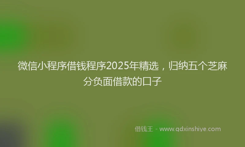 微信小程序借钱程序2025年精选，归纳五个芝麻分负面借款的口子