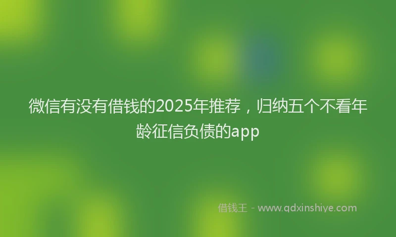 微信有没有借钱的2025年推荐，归纳五个不看年龄征信负债的app