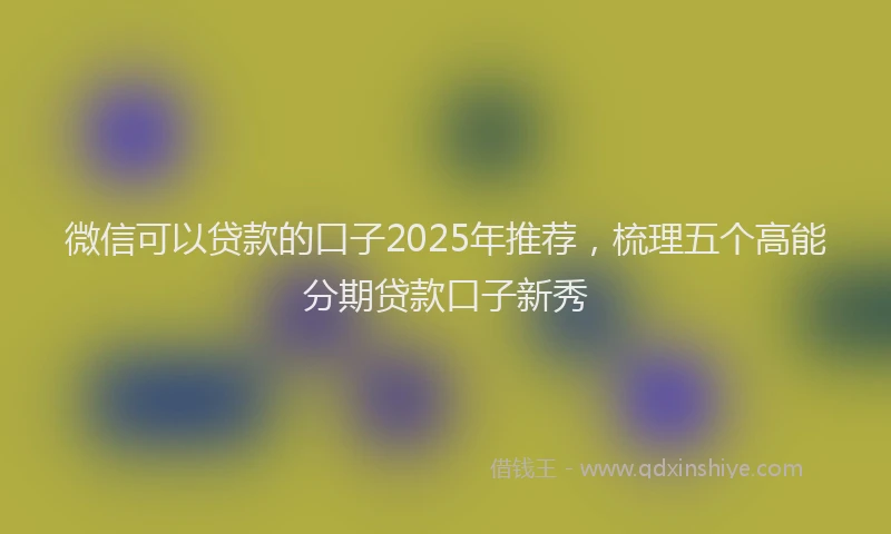 微信可以贷款的口子2025年推荐，梳理五个高能分期贷款口子新秀