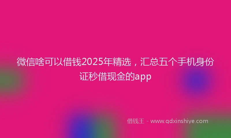 微信啥可以借钱2025年精选，汇总五个手机身份证秒借现金的app