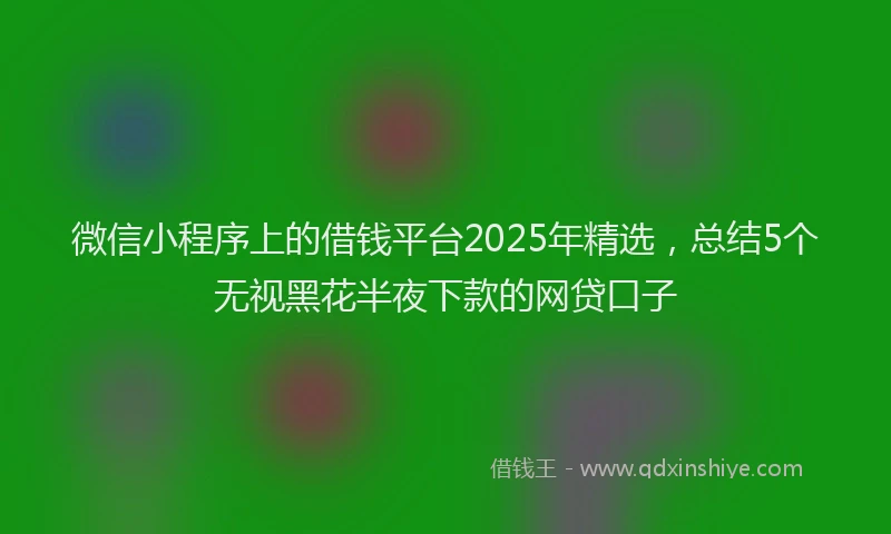 微信小程序上的借钱平台2025年精选，总结5个无视黑花半夜下款的网贷口子