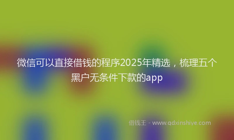 微信可以直接借钱的程序2025年精选，梳理五个黑户无条件下款的app