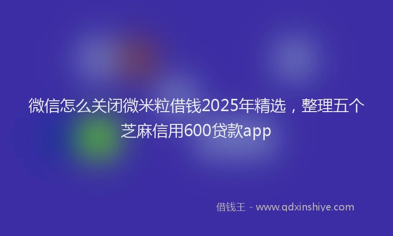 微信怎么关闭微米粒借钱2025年精选，整理五个芝麻信用600贷款app