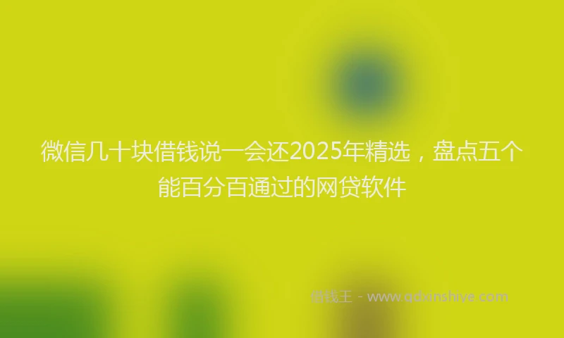 微信几十块借钱说一会还2025年精选，盘点五个能百分百通过的网贷软件