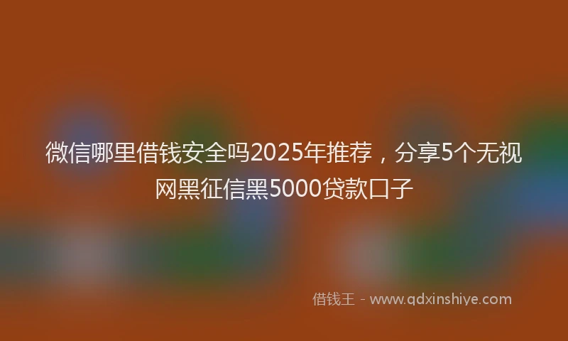 微信哪里借钱安全吗2025年推荐，分享5个无视网黑征信黑5000贷款口子