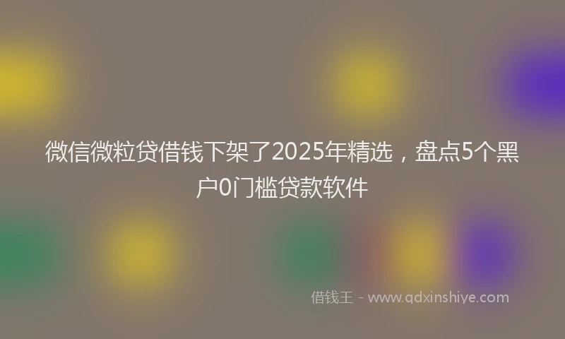 微信微粒贷借钱下架了2025年精选，盘点5个黑户0门槛贷款软件