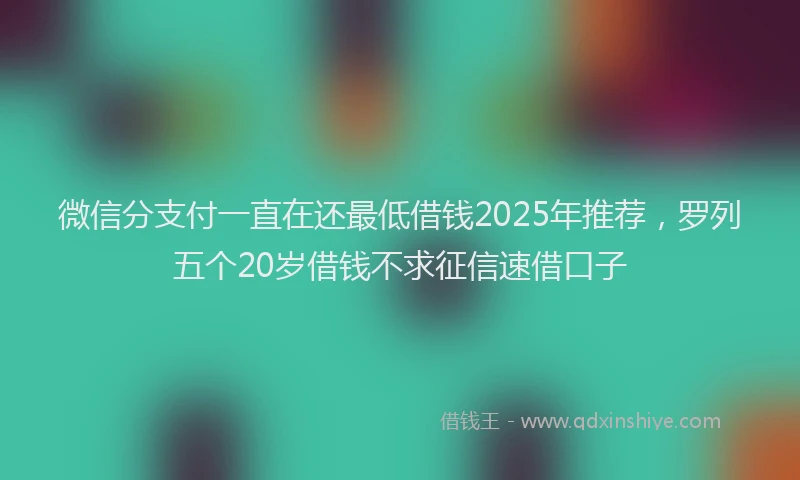 微信分支付一直在还最低借钱2025年推荐，罗列五个20岁借钱不求征信速借口子