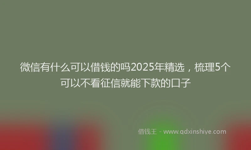 微信有什么可以借钱的吗2025年精选，梳理5个可以不看征信就能下款的口子