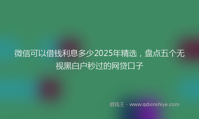 微信可以借钱利息多少2025年精选，盘点五个无视黑白户秒过的网贷口子