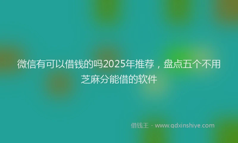 微信有可以借钱的吗2025年推荐，盘点五个不用芝麻分能借的软件