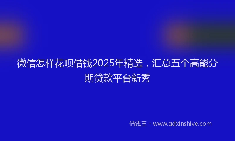 微信怎样花呗借钱2025年精选，汇总五个高能分期贷款平台新秀