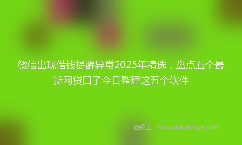 微信出现借钱提醒异常2025年精选，盘点五个最新网贷口子今日整理这五个软件
