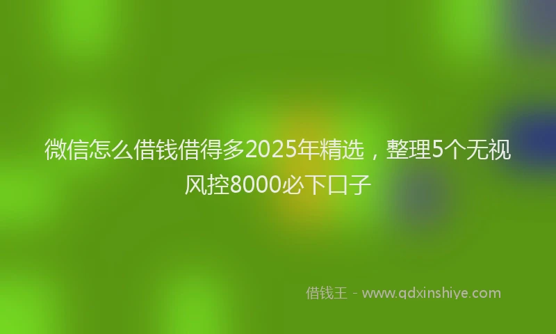 微信怎么借钱借得多2025年精选，整理5个无视风控8000必下口子