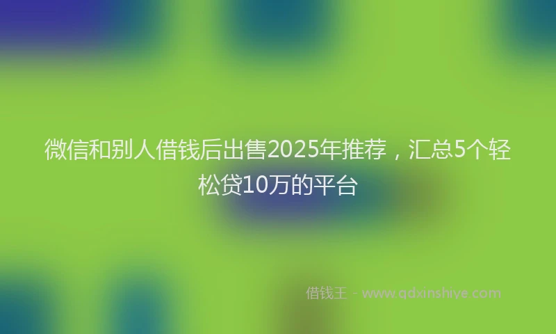 微信和别人借钱后出售2025年推荐，汇总5个轻松贷10万的平台