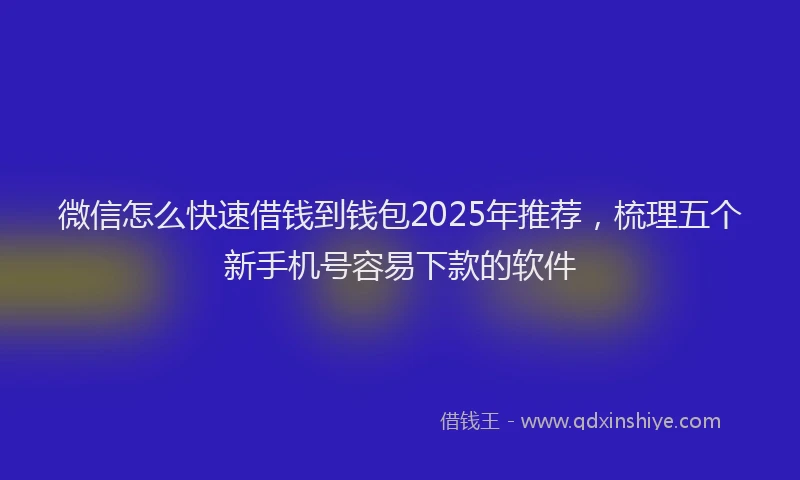 微信怎么快速借钱到钱包2025年推荐，梳理五个新手机号容易下款的软件