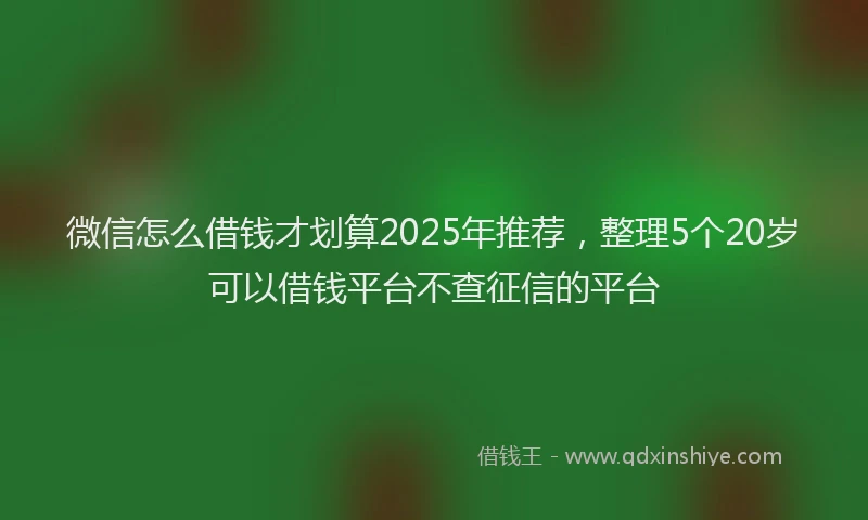 微信怎么借钱才划算2025年推荐，整理5个20岁可以借钱平台不查征信的平台