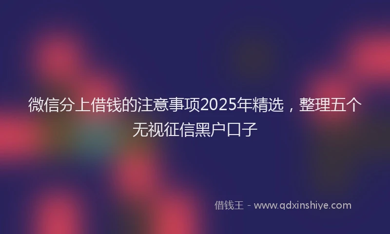 微信分上借钱的注意事项2025年精选，整理五个无视征信黑户口子