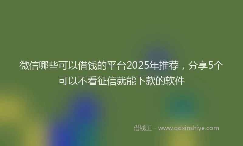 微信哪些可以借钱的平台2025年推荐，分享5个可以不看征信就能下款的软件