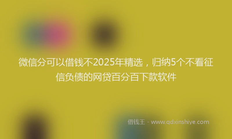 微信分可以借钱不2025年精选，归纳5个不看征信负债的网贷百分百下款软件