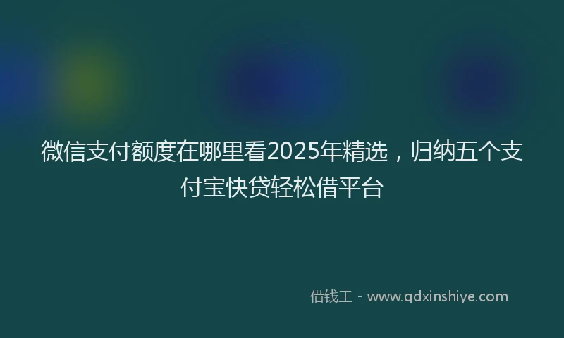微信支付额度在哪里看2025年精选，归纳五个支付宝快贷轻松借平台