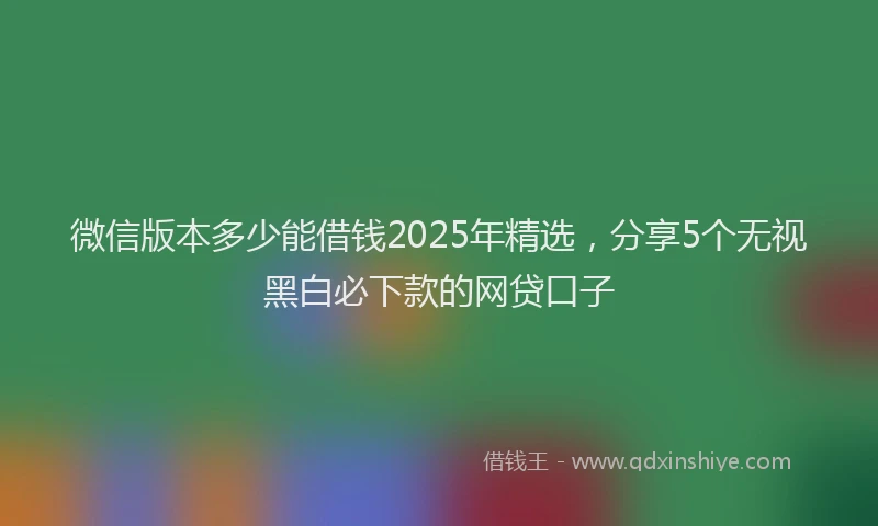 微信版本多少能借钱2025年精选，分享5个无视黑白必下款的网贷口子