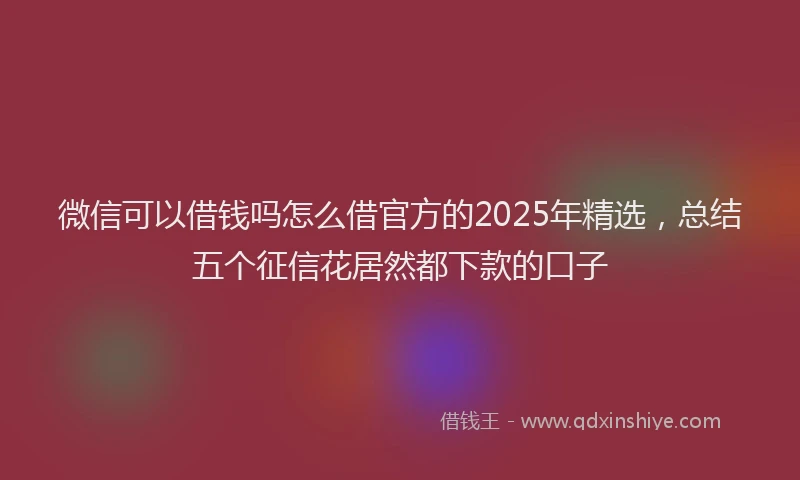 微信可以借钱吗怎么借官方的2025年精选，总结五个征信花居然都下款的口子