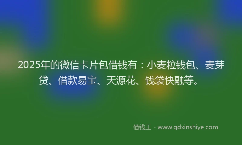 2025年的微信卡片包借钱有：小麦粒钱包、麦芽贷、借款易宝、天源花、钱袋快融等。