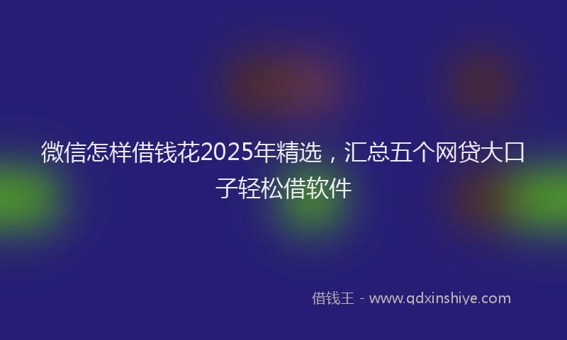 微信怎样借钱花2025年精选，汇总五个网贷大口子轻松借软件