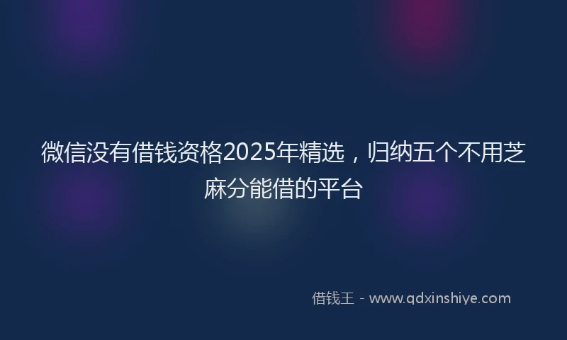 微信没有借钱资格2025年精选，归纳五个不用芝麻分能借的平台