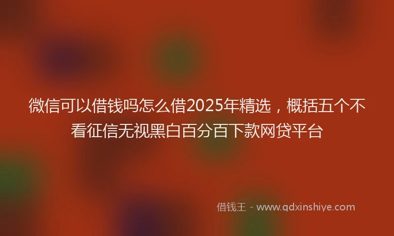 微信可以借钱吗怎么借2025年精选，概括五个不看征信无视黑白百分百下款网贷平台