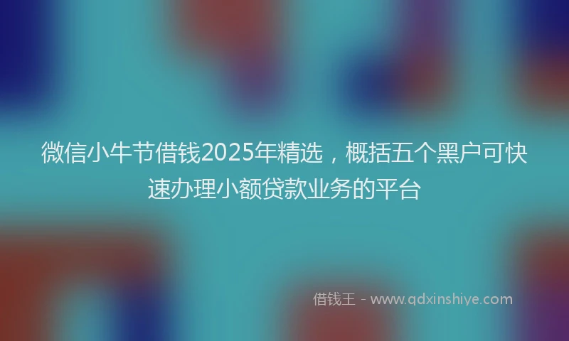 微信小牛节借钱2025年精选，概括五个黑户可快速办理小额贷款业务的平台