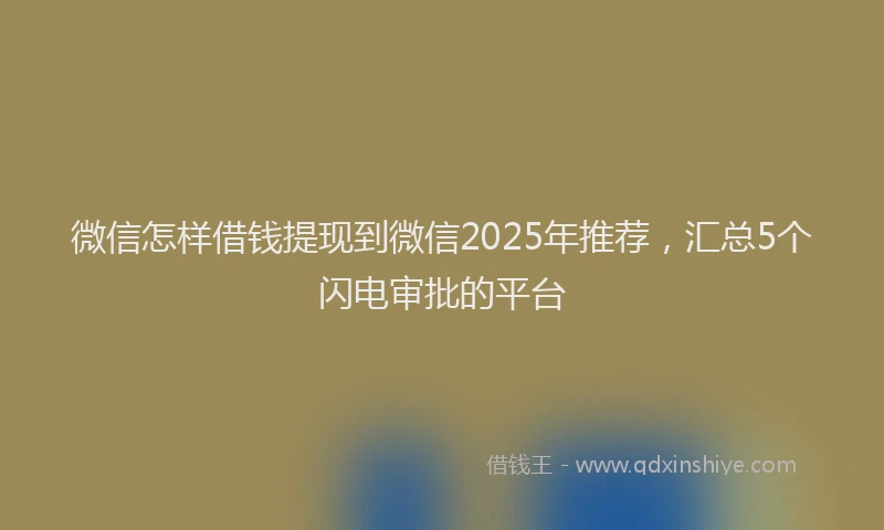 微信怎样借钱提现到微信2025年推荐，汇总5个闪电审批的平台