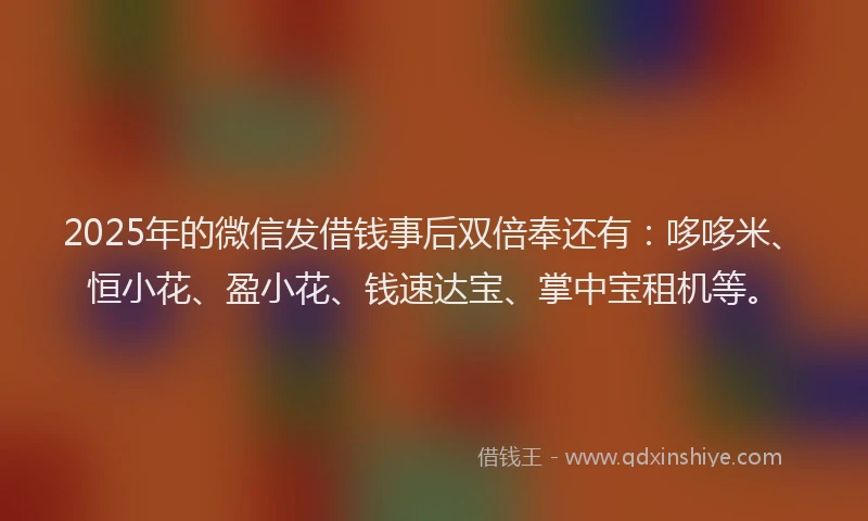 2025年的微信发借钱事后双倍奉还有：哆哆米、恒小花、盈小花、钱速达宝、掌中宝租机等。