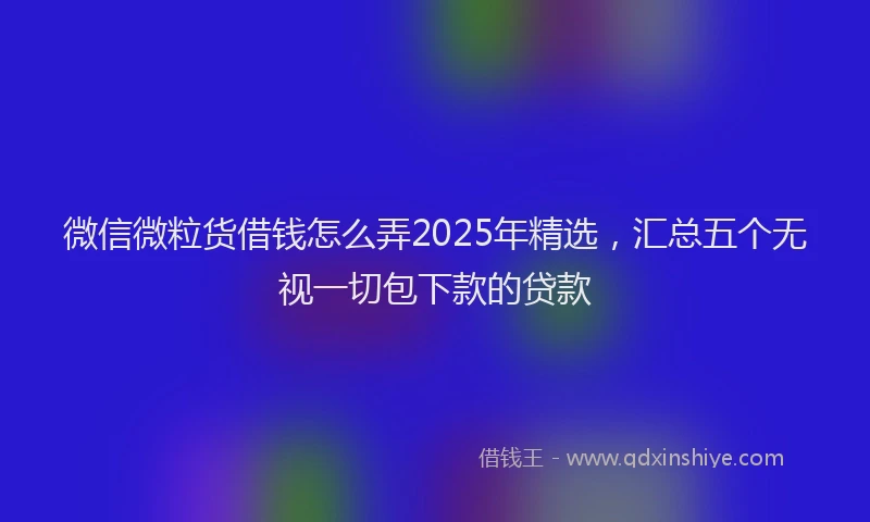 微信微粒货借钱怎么弄2025年精选，汇总五个无视一切包下款的贷款